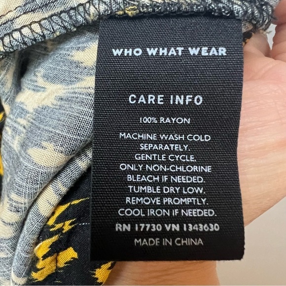 Who What Wear Textured Animal Print Ruffle Dress M 8 10 Black Gold Midi Vacation - Picture 10 of 16